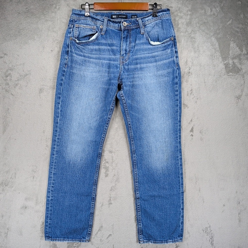 BKE Jake Straight Mens 33x30 (Actual 32x28.5) Medium Wash Leg Stretch Denim